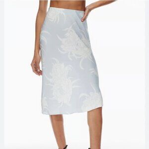 Aritiza Babaton satin slip midi skirt in colour cement bl/summer snow size 12